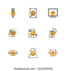 Set of 9 icons, for web, internet, mobile apps, interface design: business, finance, shopping, communication, fitness, computer, media, transportation, travel, easter, christmas, summer, device