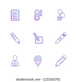 Set of 9 icons, for web, internet, mobile apps, interface design: business, finance, shopping, communication, fitness, computer, media, transportation, travel, easter, christmas, summer, device