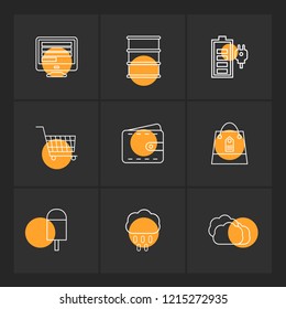 Set of 9 icons, for web, internet, mobile apps, interface design: business, finance, shopping, communication, fitness, computer, media, transportation, travel, easter, christmas, summer, device