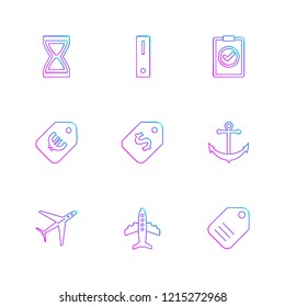 Set of 9 icons, for web, internet, mobile apps, interface design: business, finance, shopping, communication, fitness, computer, media, transportation, travel, easter, christmas, summer, device