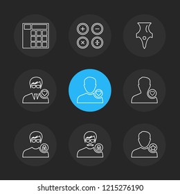 Set of 9 icons, for web, internet, mobile apps, interface design: business, finance, shopping, communication, fitness, computer, media, transportation, travel, easter, christmas, summer, device