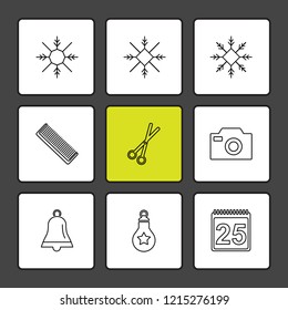 Set of 9 icons, for web, internet, mobile apps, interface design: business, finance, shopping, communication, fitness, computer, media, transportation, travel, easter, christmas, summer, device