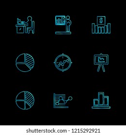 Set of 9 icons, for web, internet, mobile apps, interface design: business, finance, shopping, communication, fitness, computer, media