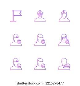 Set of 9 icons, for web, internet, mobile apps, interface design: business, finance, shopping, communication, fitness, computer, media