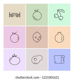 Set of 9 icons, for web, internet, mobile apps, interface design: business, finance, shopping, communication, fitness, computer, media