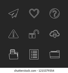 Set of 9 icons, for web, internet, mobile apps, interface design: business, finance, shopping, communication, fitness, computer, media, transportation, travel, easter, christmas, summer, device