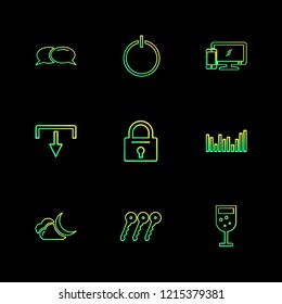 Set of 9 icons, for web, internet, mobile apps, interface design: business, finance, shopping, communication, fitness, computer, media, transportation, travel, easter, christmas, summer, device
