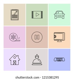 Set of 9 icons, for web, internet, mobile apps, interface design: business, finance, shopping, communication, fitness, computer, media, transportation, travel, easter, christmas, summer, device
