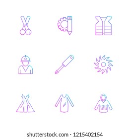 Set of 9 icons, for web, internet, mobile apps, interface design: business, finance, shopping, communication, fitness, computer, media, transportation, travel, easter, christmas, summer, device