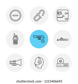 Set of 9 icons, for web, internet, mobile apps, interface design: business, finance, shopping, communication, fitness, computer, media, transportation, travel, easter, christmas, summer, device