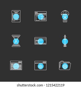 Set of 9 icons, for web, internet, mobile apps, interface design: business, finance, shopping, communication, fitness, computer, media, transportation, travel, easter, christmas, summer, device