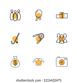 Set of 9 icons, for web, internet, mobile apps, interface design: business, finance, shopping, communication, fitness, computer, media, transportation, travel, easter, christmas, summer, device