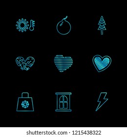 Set of 9 icons, for web, internet, mobile apps, interface design: business, finance, shopping, communication, fitness, computer, media, transportation, travel, easter, christmas, summer, device