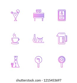 Set of 9 icons, for web, internet, mobile apps, interface design: business, finance, shopping, communication, fitness, computer, media, transportation, travel, easter, christmas, summer, device