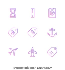 Set of 9 icons, for web, internet, mobile apps, interface design: business, finance, shopping, communication, fitness, computer, media, transportation, travel, easter, christmas, summer, device