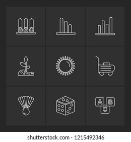 Set of 9 icons, for web, internet, mobile apps, interface design: business, finance, shopping, communication, fitness, computer, media, transportation, travel, easter, christmas, summer, device