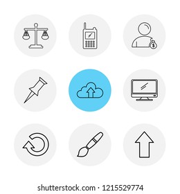 Set of 9 icons, for web, internet, mobile apps, interface design: business, finance, shopping, communication, fitness, computer, media, transportation, travel, easter, christmas, summer, device