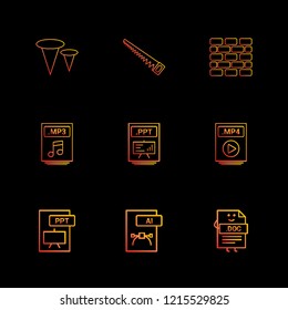 Set of 9 icons, for web, internet, mobile apps, interface design: business, finance, shopping, communication, fitness, computer, media, transportation, travel, easter, christmas, summer, device