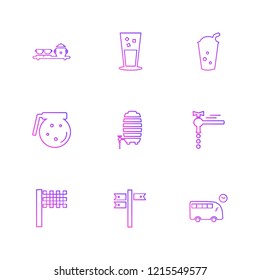 Set of 9 icons, for web, internet, mobile apps, interface design: business, finance, shopping, communication, fitness, computer, media, transportation, travel, easter, christmas, summer, device