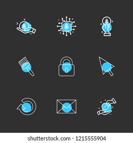 Set of 9 icons, for web, internet, mobile apps, interface design: business, finance, shopping, communication, fitness, computer, media, transportation, travel, easter, christmas, summer, device