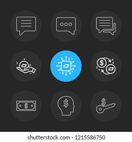 Set of 9 icons, for web, internet, mobile apps, interface design: business, finance, shopping, communication, fitness, computer, media, transportation, travel, easter, christmas, summer, device