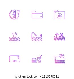 Set of 9 icons, for web, internet, mobile apps, interface design: business, finance, shopping, communication, fitness, computer, media, transportation, travel, easter, christmas, summer, device
