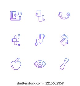 Set of 9 icons, for web, internet, mobile apps, interface design: business, finance, shopping, communication, fitness, computer, media, transportation, travel, easter, christmas, summer, device