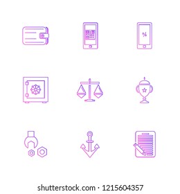 Set of 9 icons, for web, internet, mobile apps, interface design: business, finance, shopping, communication, fitness, computer, media, transportation, travel, easter, christmas, summer, device