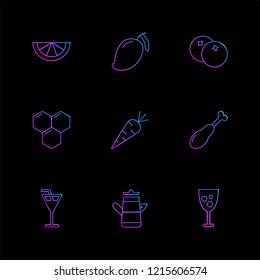 Set of 9 icons, for web, internet, mobile apps, interface design: business, finance, shopping, communication, fitness, computer, media, transportation, travel, easter, christmas, summer, device