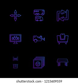 Set of 9 icons, for web, internet, mobile apps, interface design: business, finance, shopping, communication, fitness, computer, media, transportation, travel, easter, christmas, summer, device