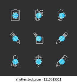 Set of 9 icons, for web, internet, mobile apps, interface design: business, finance, shopping, communication, fitness, computer, media, transportation, travel, easter, christmas, summer, device