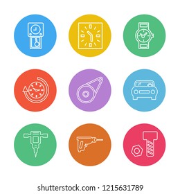 Set of 9 icons, for web, internet, mobile apps, interface design: business, finance, shopping, communication, fitness, computer, media, transportation, travel, easter, christmas, summer, device