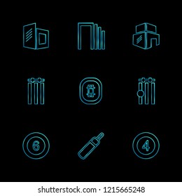 Set of 9 icons, for web, internet, mobile apps, interface design: business, finance, shopping, communication, fitness, computer, media, transportation, travel, easter, christmas, summer, device