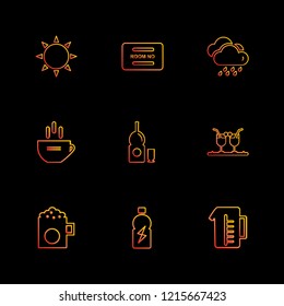 Set of 9 icons, for web, internet, mobile apps, interface design: business, finance, shopping, communication, fitness, computer, media, transportation, travel, easter, christmas, summer, device