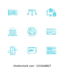 Set of 9 icons, for web, internet, mobile apps, interface design: business, finance, shopping, communication, fitness, computer, media, transportation, travel, easter, christmas, summer, device