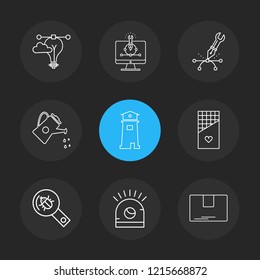 Set of 9 icons, for web, internet, mobile apps, interface design: business, finance, shopping, communication, fitness, computer, media, transportation, travel, easter, christmas, summer, device
