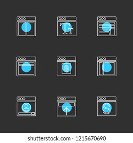 Set of 9 icons, for web, internet, mobile apps, interface design: business, finance, shopping, communication, fitness, computer, media, transportation, travel, easter, christmas, summer, device