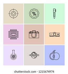 Set of 9 icons, for web, internet, mobile apps, interface design: business, finance, shopping, communication, fitness, computer, media, transportation, travel, easter, christmas, summer, device