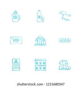 Set of 9 icons, for web, internet, mobile apps, interface design: business, finance, shopping, communication, fitness, computer, media, transportation, travel, easter, christmas, summer, device