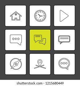 Set of 9 icons, for web, internet, mobile apps, interface design: business, finance, shopping, communication, fitness, computer, media, transportation, travel, easter, christmas, summer, device
