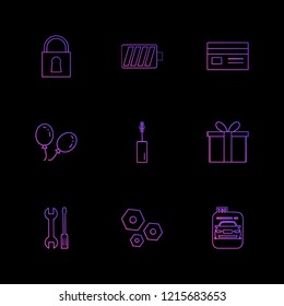 Set of 9 icons, for web, internet, mobile apps, interface design: business, finance, shopping, communication, fitness, computer, media, transportation, travel, easter, christmas, summer, device