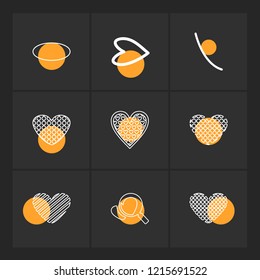 Set of 9 icons, for web, internet, mobile apps, interface design: business, finance, shopping, communication, fitness, computer, media, transportation, travel, easter, christmas, summer, device