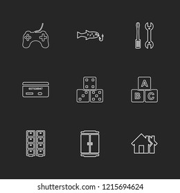 Set of 9 icons, for web, internet, mobile apps, interface design: business, finance, shopping, communication, fitness, computer, media, transportation, travel, easter, christmas, summer, device