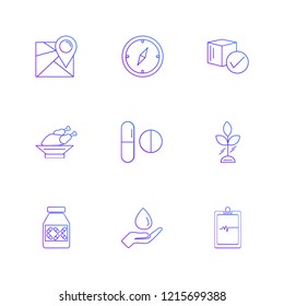 Set of 9 icons, for web, internet, mobile apps, interface design: business, finance, shopping, communication, fitness, computer, media, transportation, travel, easter, christmas, summer, device