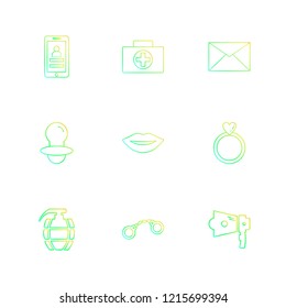 Set of 9 icons, for web, internet, mobile apps, interface design: business, finance, shopping, communication, fitness, computer, media, transportation, travel, easter, christmas, summer, device