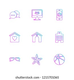 Set of 9 icons, for web, internet, mobile apps, interface design: business, finance, shopping, communication, fitness, computer, media, transportation, travel, easter, christmas, summer, device