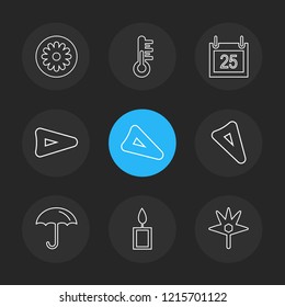 Set of 9 icons, for web, internet, mobile apps, interface design: business, finance, shopping, communication, fitness, computer, media, transportation, travel, easter, christmas, summer, device