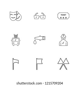 Set of 9 icons, for web, internet, mobile apps, interface design: business, finance, shopping, communication, fitness, computer, media, transportation, travel, easter, christmas, summer, device
