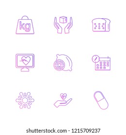 Set of 9 icons, for web, internet, mobile apps, interface design: business, finance, shopping, communication, fitness, computer, media, transportation, travel, easter, christmas, summer, device