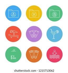 Set of 9 icons, for web, internet, mobile apps, interface design: business, finance, shopping, communication, fitness, computer, media, transportation, travel, easter, christmas, summer, device